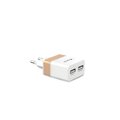 Ładowarka sieciowa USB DEVIA Rockwall 2x 2.4A biało-złota