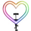 Lampa LED Ring / Heart Stream RGB pierścieniowa 10 cali FULL COLOR z uchwytem na telefon + statyw JM26-10