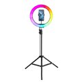 Lampa LED Ring Stream RGB pierścieniowa 12 cali FULL COLOR z uchwytem na telefon + statyw