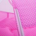 Łóżeczko turystyczne składane z moskitierą różowe 3w1