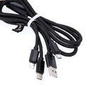 Maxlife kabel 3w1 USB - Lightning + USB-C + microUSB 2.1A czarny Fast Charge nylonowy oplot
