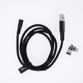 Maxlife kabel magnetyczny MXUC-03 USB - Lightning + USB-C + microUSB 1,0 m 3A czarny Fast Charge QC 3.0