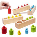 Odważniki cylindry, sorter drewniany Montessori kolorowe