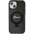 Oryginalne Etui GUESS Hardcase GUHMP15SHRSGSK do iPhone 15 (Magsafe / Glitter Script Logo / Ring stand / czarny)