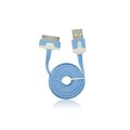 Płaski kabel USB do iPhone 3 / 4 30pin 1m niebieski