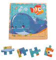 Puzzle drewniane 16 elementów, 15 cm x 15 cm - delfin