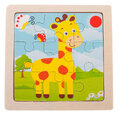 Puzzle drewniane 9 elementów, 11 cm x 11 cm - żyrafa