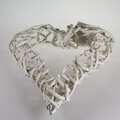 Rattanowe serce dekoracyjne białe DMH25 cm