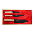 Satake Black Ash Zestaw 3 noży w drewnianym pudełku