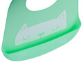 Silikonowy śliniak z kieszonką dla dzieci kotek zielony