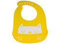 Silikonowy śliniak z kieszonką dla dzieci kotek żółty