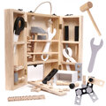 Drewniana skrzynka z narzędziami, warsztat dla dzieci 