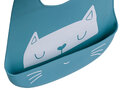 Silikonowy śliniak z kieszonką dla dzieci kotek niebieski 