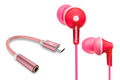 Zestaw słuchawki dokanałowe Panasonic ERGOFIT RP-HJE125E-P różowe + adapter Skystars AUX mini jack - USB-C
