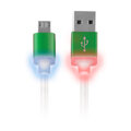 Świecący kabel micro USB zielony metalowy