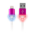 Świecący kabel USB do Apple iPhone 5 / 6 różowy metalowy