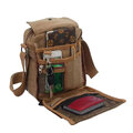 Torba listonoszka płócienna na ramię w stylu vintage męska mała 23 cm coffee