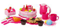 Tort urodzinowy do krojenia z akcesoriami różowy 80 elementów