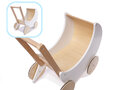 Drewniany pchacz, wózek z gondolą dla lalek biały
