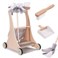 Drewniany zestaw do sprzątania wózek i akcesoria dla dzieci