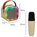 Zestaw do karaoke 2 mikrofony + głośnik przenośny BLUETOOTH USB LED beżowy