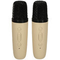 Zestaw do karaoke 2 mikrofony + głośnik przenośny BLUETOOTH USB LED beżowy
