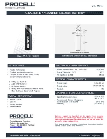 Baterie alkaliczne Duracell Procell LR6 / AA