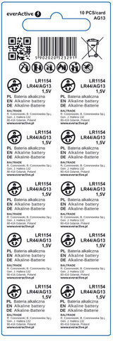 Baterie alkaliczne mini everActive G13 LR1154 LR44 blister