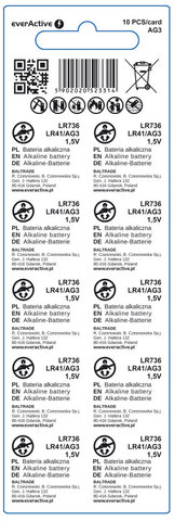 Baterie alkaliczne mini everActive G3 LR736 LR41 blister