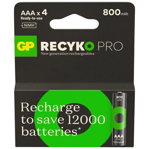 4 x akumulatorki AAA / R03 Ni-MH GP ReCyko Pro 800mAh