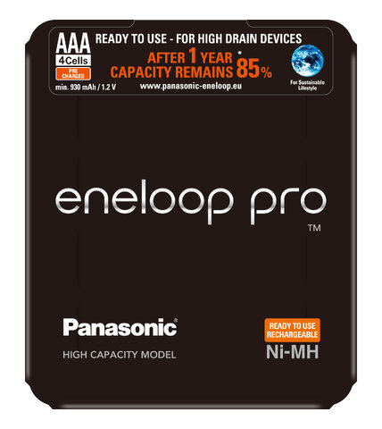 4 x Panasonic Eneloop PRO R03/AAA 930mAh BK-4HCDE (sliding pack)