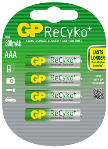4 x akumulatorki GP ReCyko+ R03 AAA 800mAh