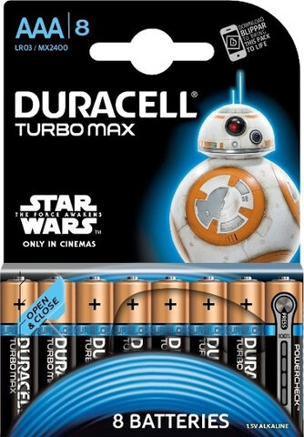 Baterie alkaliczne Duracell Duralock Turbo Max Star Wars LR03/AAA (blister)