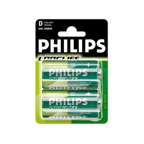 Baterie cynkowo-węglowe Philips LongLife R20 D