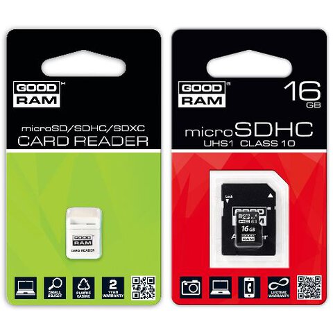 GoodRam microSDHC 16GB class 10 UHS-I + czytnik