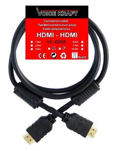 Kabel Voice Kraft HDMI-HDMI 5m Gold (1.4) High Speed /w Ethernet