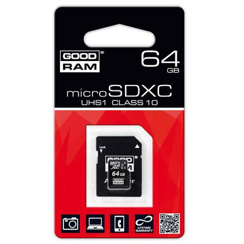 Karta pamięci GOODRAM microSDXC 64GB class 10 UHS-I + adapter SD