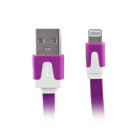 Płaski kabel USB lightning do iPhone 5 fioletowy