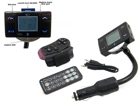 Transmiter FM MP3 KF-166A z funkcją zestawu głośnomówiącego Bluetooth
