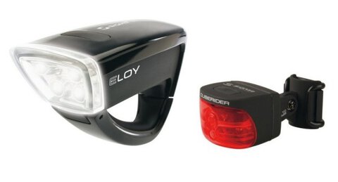 Zestaw diodowych lamp rowerowych Sigma Eloy + Cuberider Black Combo
