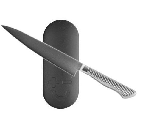 Zestaw stalowy nóż uniwersalny Tojiro Pro 15 cm + czarny uchwyt magnetyczny