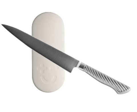 Zestaw stalowy nóż uniwersalny Tojiro Pro 15 cm + biały uchwyt magnetyczny
