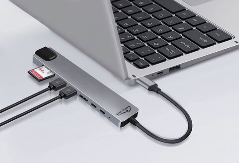 Adapter 8w1 Media-Tech MT5046 Hub USB-C to USB 3.0 + USB 2.0 + HDMI + USB-C + USB-C PD + microSD, SD + RJ45