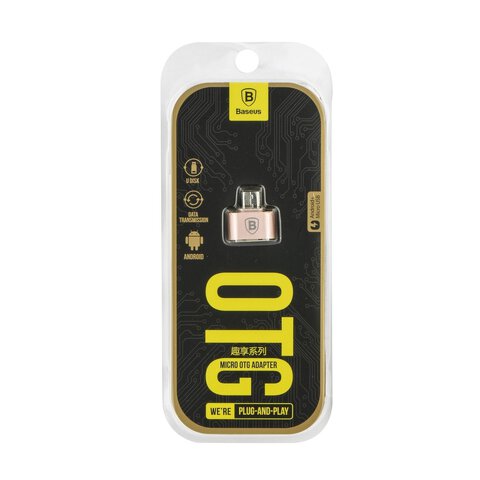 Adapter BASEUS Plug&Play MicroUSB OTG złoto-różowy