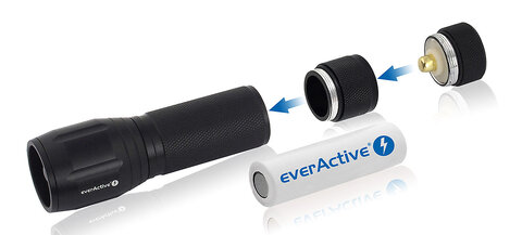 Adapter / przedłużka do akumulatorów 18650 do latarki everActive FL-300+ czarny