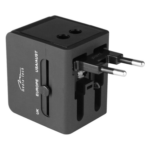 Uniwersalny adapter podróżny + ładowarka 2x USB 2,1A Media-Tech MT6208
