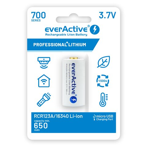 Akumulator 16340 z zabezpieczeniem everActive 700mAh 3,7V