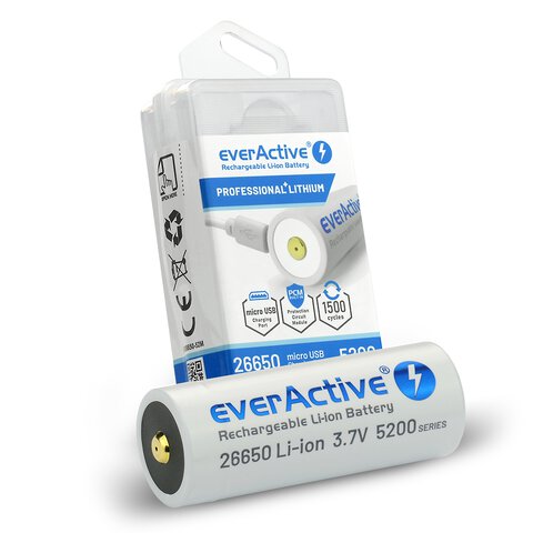 Akumulator z zabezpieczeniem 26650 everActive 5200mAh micro USB BOX