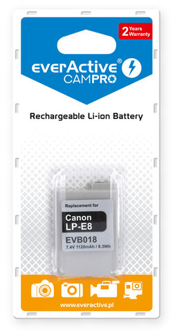 Akumulator foto everActive CamPro Canon LP-E8 Li-ion 1120mAh   