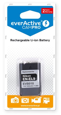 Akumulator foto everActive CamPro Nikon EN-EL9 / EN-EL9e Li-ion 1000mAh 